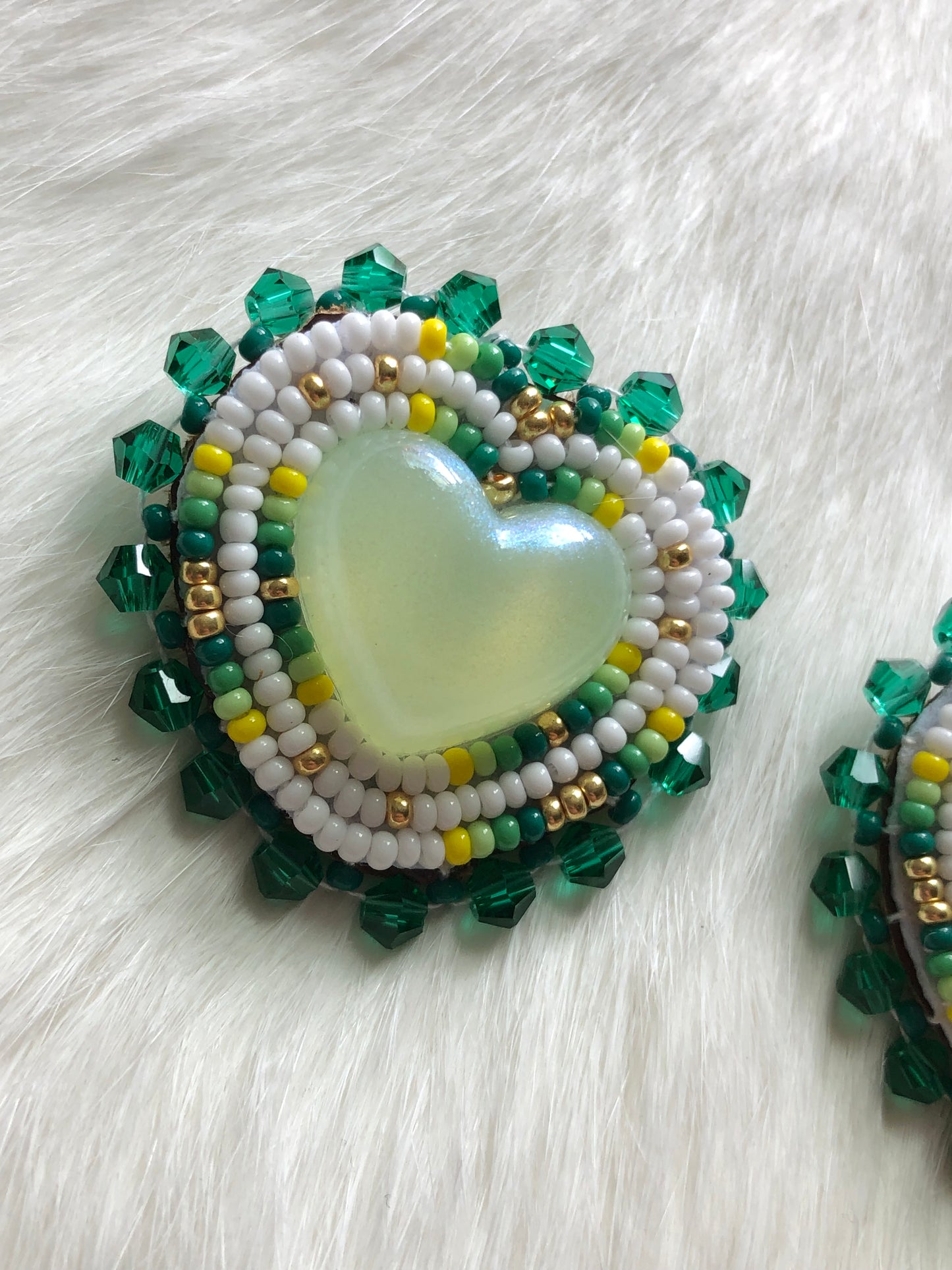 Green Mini Heart Earrings