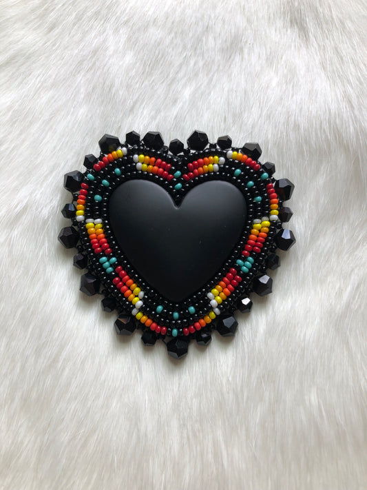Large Black Heart Earrings